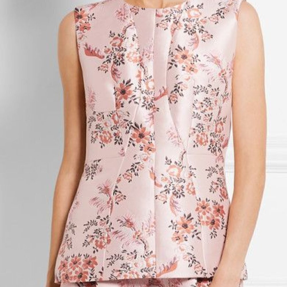 𝅺stella McCartney Blush Floral Crepe Peplum Top